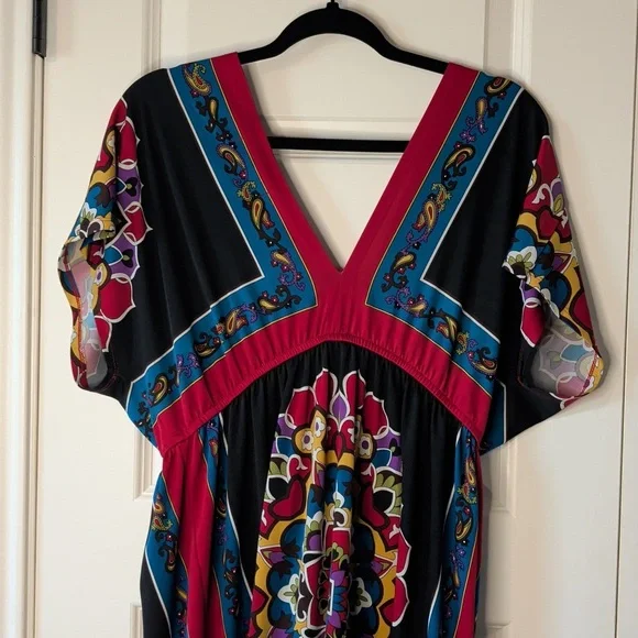 Bailey Blue Vibrant Multicolor V-Neck Beach/Pool Dress - Picture 9 of 10